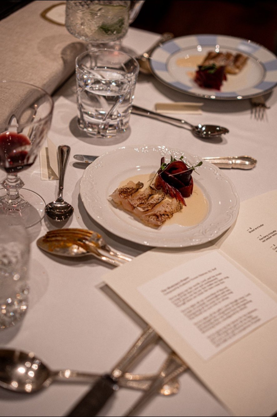 Tablescape with dessert and menu cards