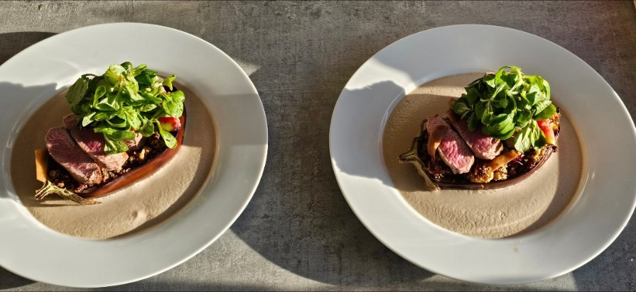 Plated course at the table